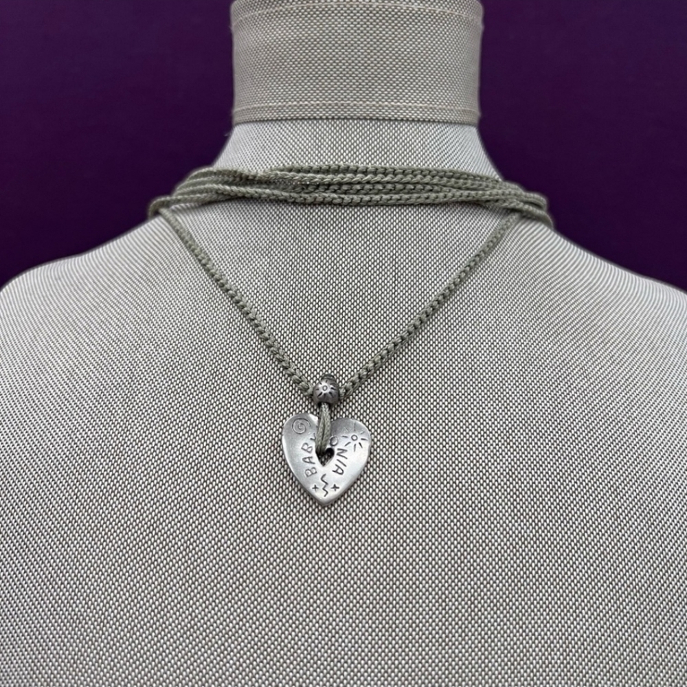 JOHNNY WAS Baby Lonia Heart Necklace Pendent choker Sage Rare Valentine - Picture 3 of 4